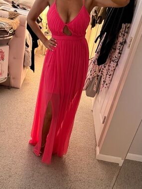 Alice + Olivia Hot Pink Spaghetti-Strap Maxi Slip Dress